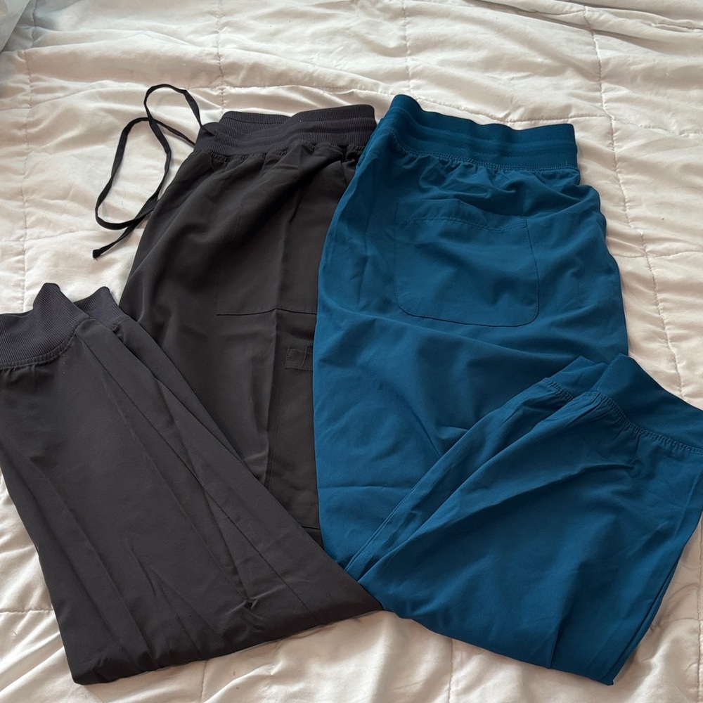 Set of 2 Black and Blue Jogger Nurse Pants Set
